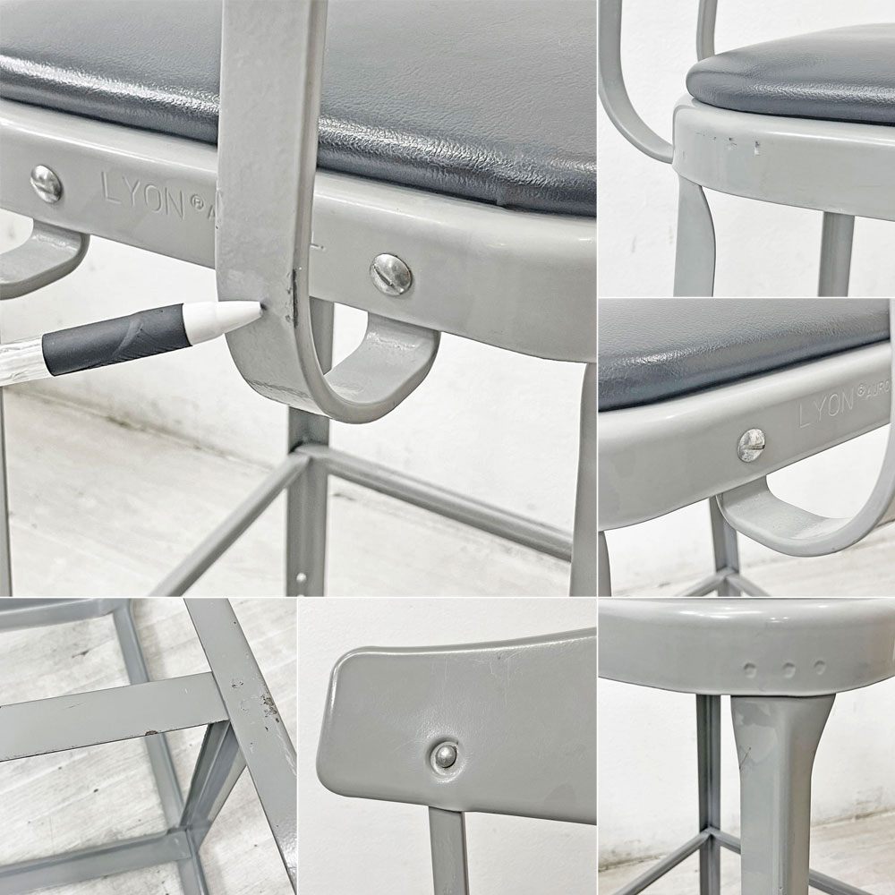 リオン LYON ファクトリー チェア FACTORY CHAIR カウンターチェア グレー バックレスト クッション PVCレザー 座面高69cm パシフィックファニチャーサービス P.F.S取り扱い C ●