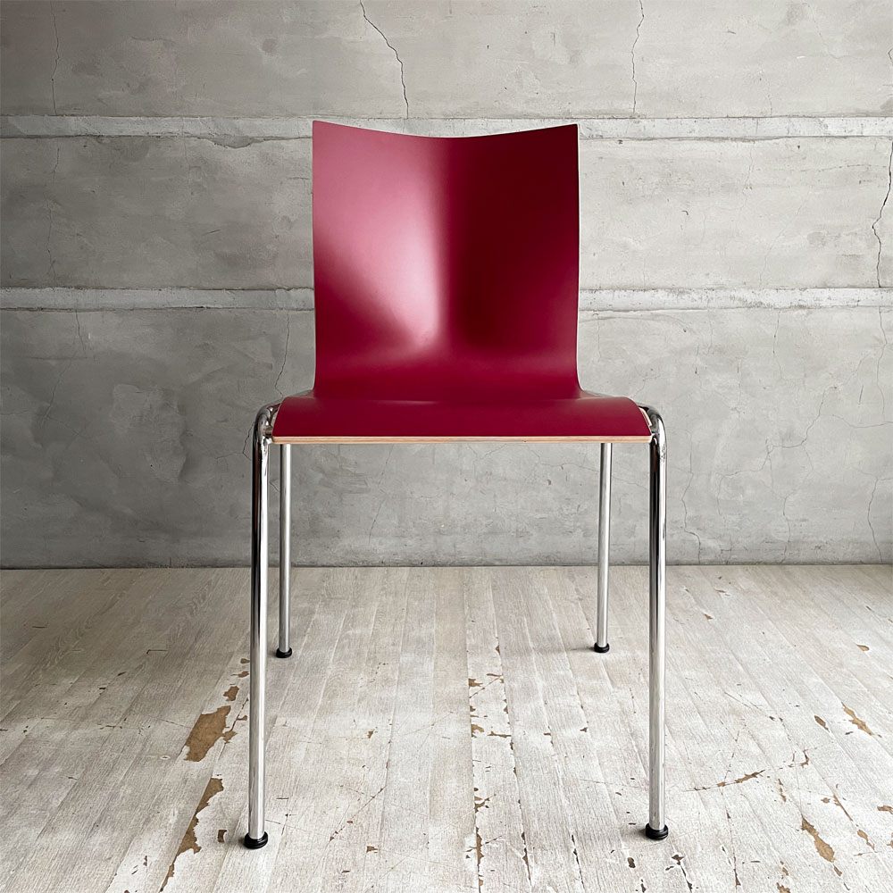 エンゲルブレヒト Engelbrechts チャリックチェア CHAIRIK Chair 101 ダイニングチェア スタッキング 4本脚 ボルドー プライウッド スチール デンマーク 未使用品 定価63,800円 ♪