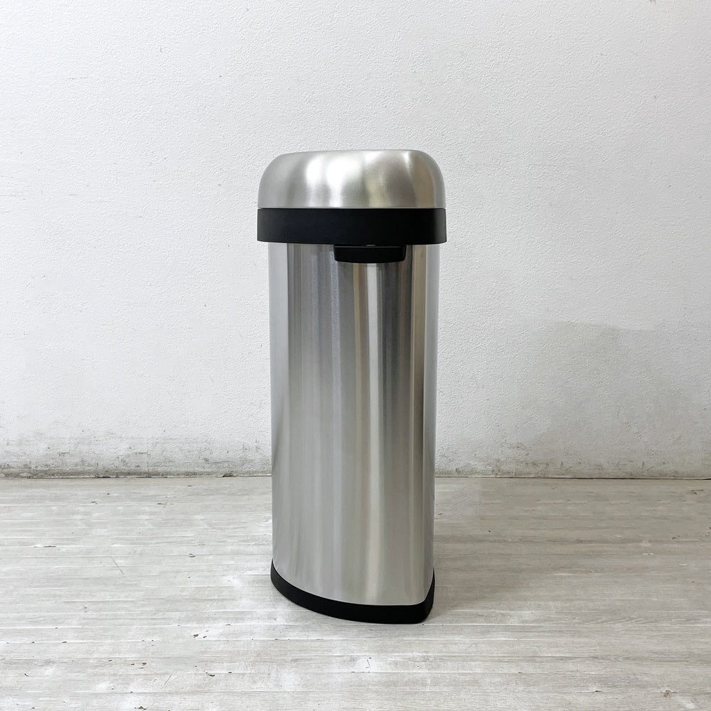 シンプルヒューマン simplehuman セミラウンドオープンカン 60L ゴミ箱 ダストボックス 半円型 ステンレス シンプルモダン 元箱付き ●