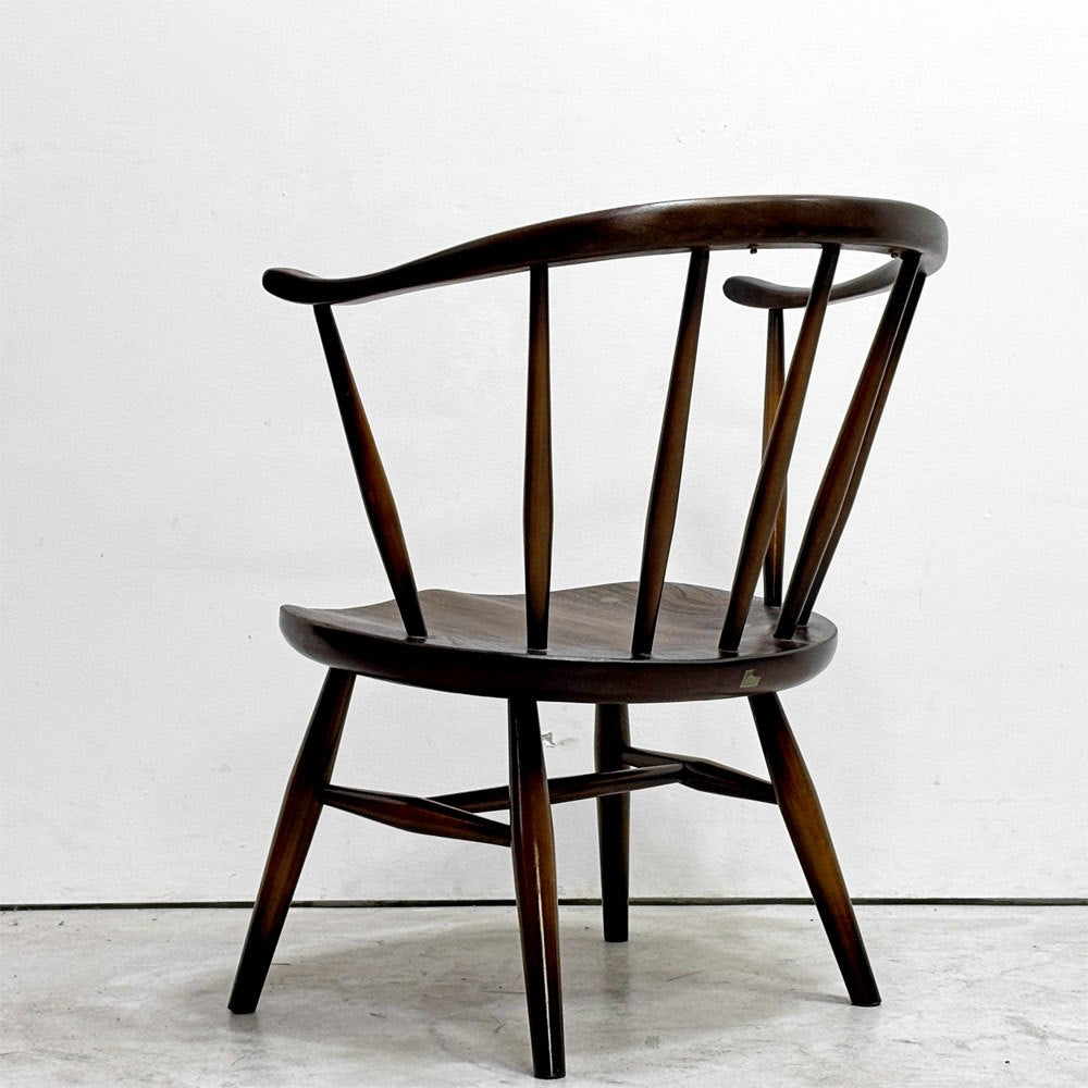 アーコール Ercol スモーカーズチェア Smoker's chair カウホーンチェア No.338 ラウンジチェア ビーチ×エルム材 ブルーラベル 英国 ビンテージ 希少 ●