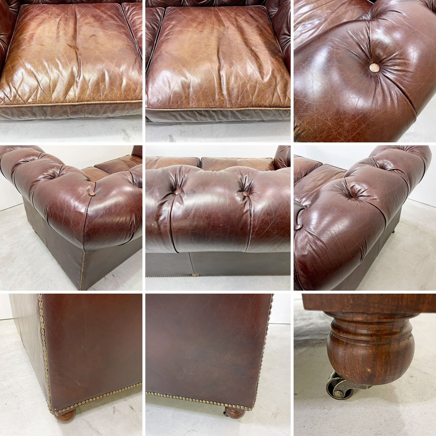 ハロ HALO ケンジントン KENSINGTON BIKER TAN 2Pソファ 2人掛け 牛本革 チェスターフィールドソファ 英国 定価￥550,000- ●