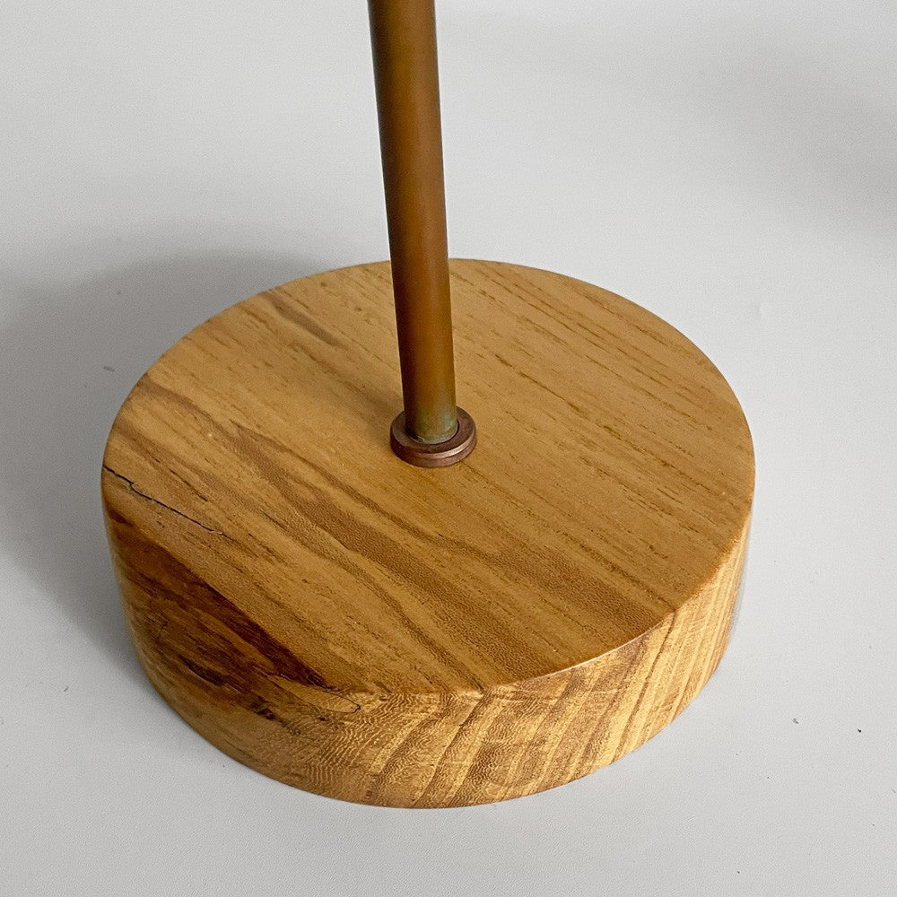 レコード record 木製 テーブルランプ スタンドライト 1灯 真鍮 H41.5cm 齋藤勝弘 木工作品 現代作家 ■