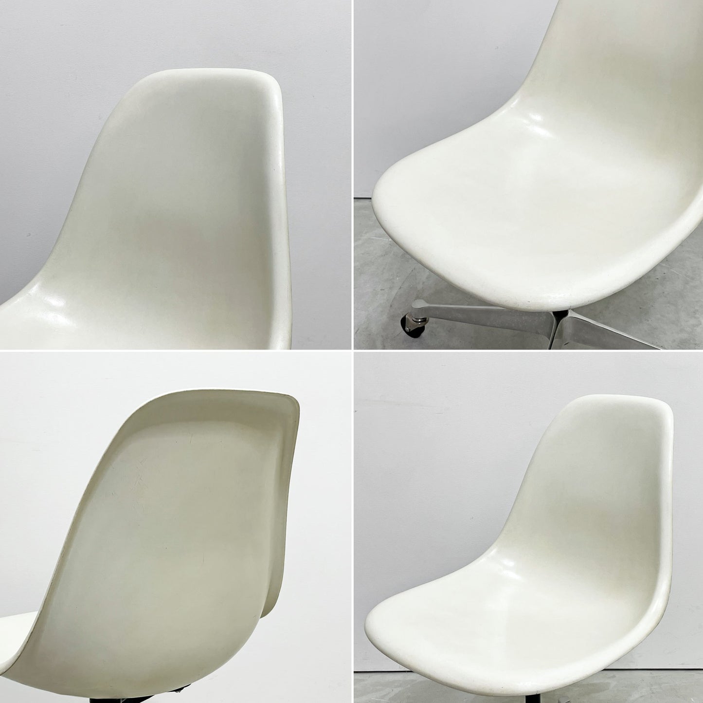 ハーマンミラー Herman Miller サイドシェルチェア セカンド 2nd FRP パーチメントカラー キャスターベース イームズ ビンテージ ●