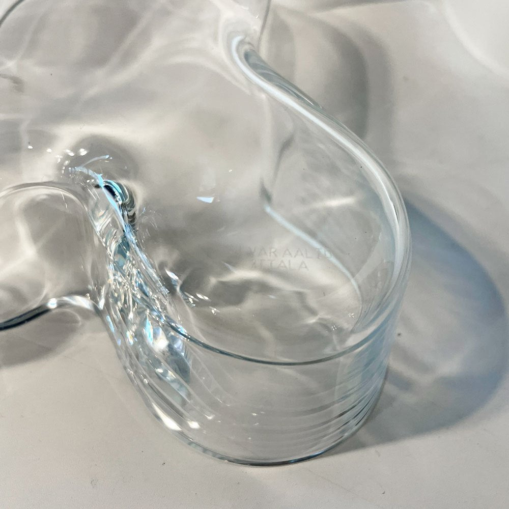 アルヴァ・アアルトコレクション Alvar Aalto Collection ボウル マルヤ malja クリア＆ホワイト 2個セット 小物容れ トレー Jyvaskyla刻印入り 限定版 廃番 ★