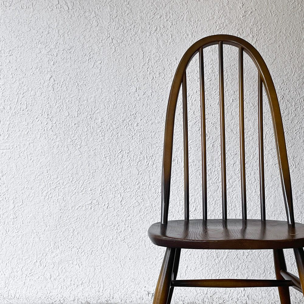 アーコール Ercol クエーカーチェア ダイニングチェア ハイバック オールドコロニアル ブラウン エルム材 × ビーチ材 UKビンテージ 英国家具 ◇