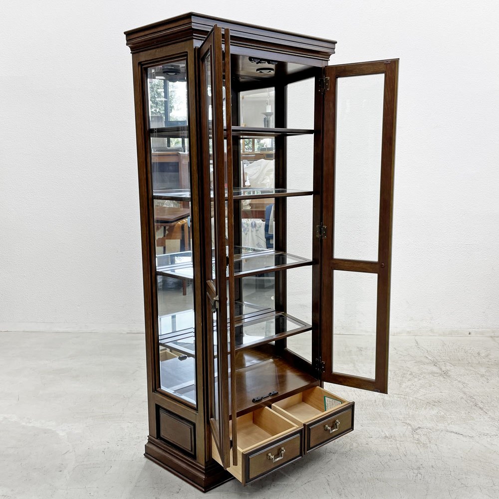 マルニ木工 maruni 地中海ロイヤル キュリオケース 飾り棚 ガラスキャビネット ディスプレイ 照明付き クラシカルデザイン 〓