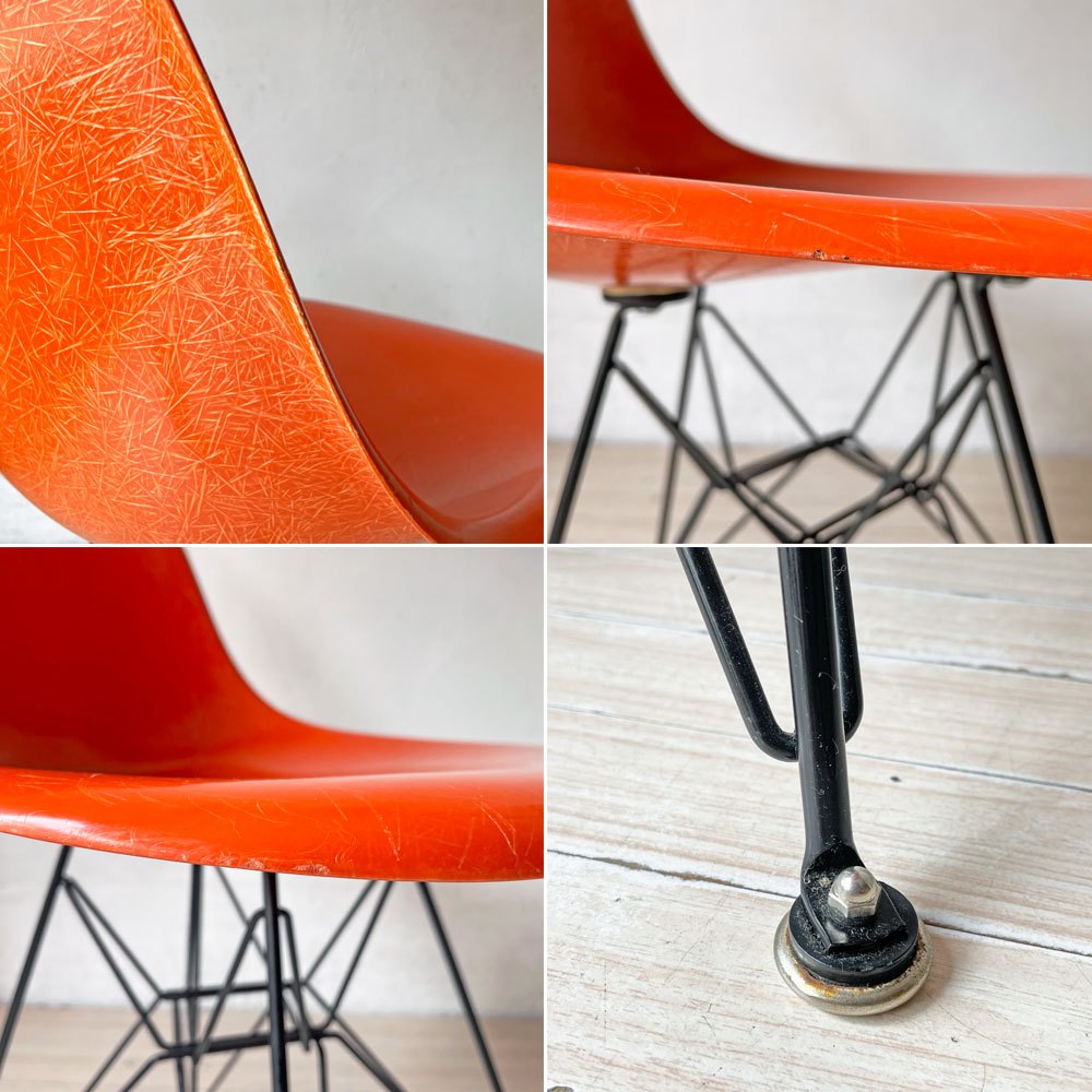 ハーマンミラー Herman Miller サイドシェルチェア 現行 FRP オレンジ エッフェルベース イームズ ★