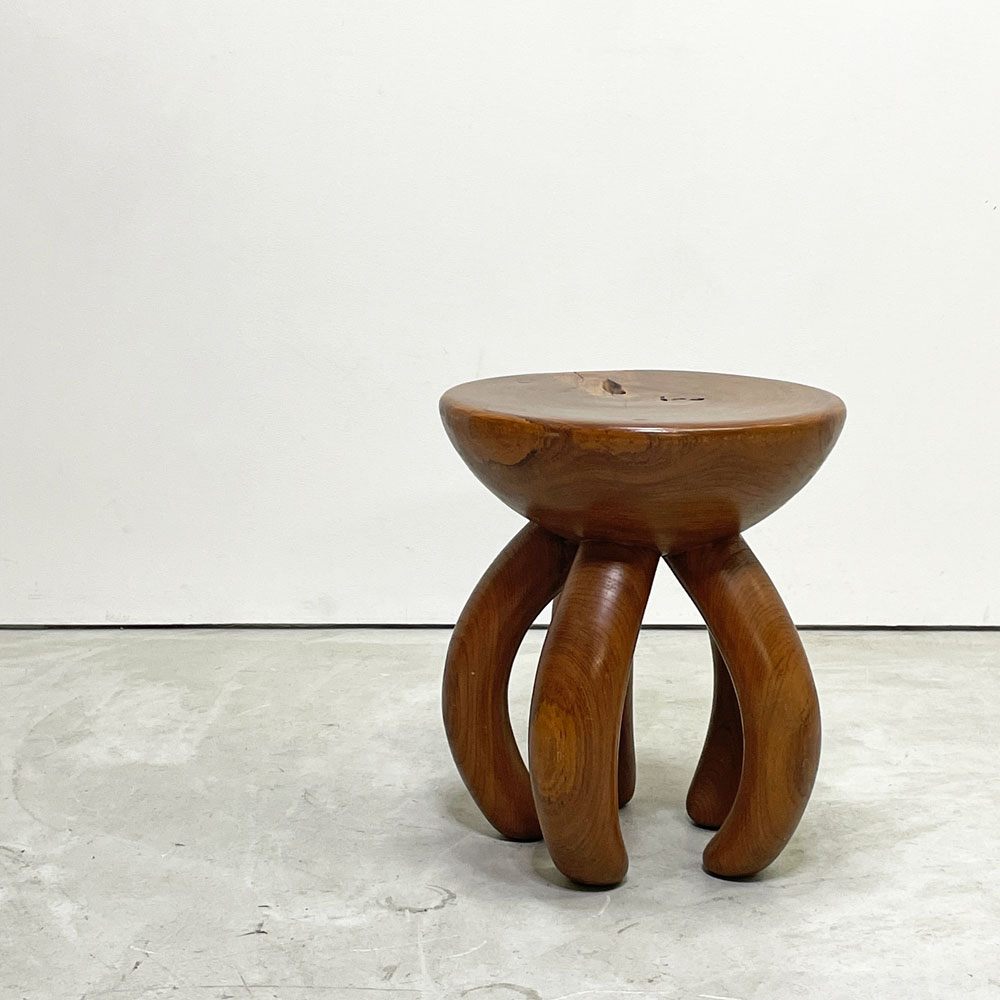 ヨーガンレール ババグーリ Jurgen Lehl Babaghuri チーク無垢材 スツール Stool 5本脚 丸太 ハンドメイド プリミティブ 希少 ●