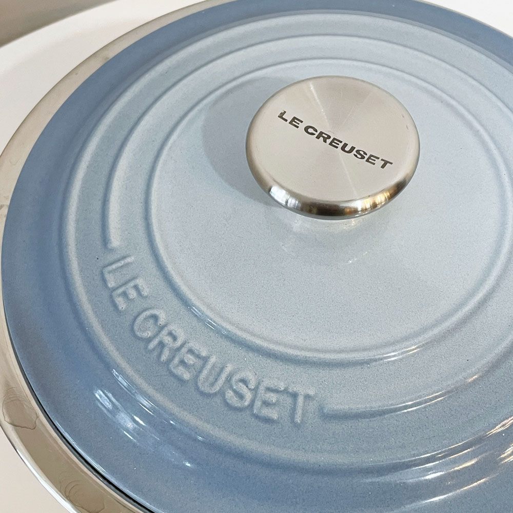 ルクルーゼ LE CREUSET ココットロンド 両手鍋 ＆ マルチスチーマー コースタルブルー 20cm  鋳物 フランス ◎