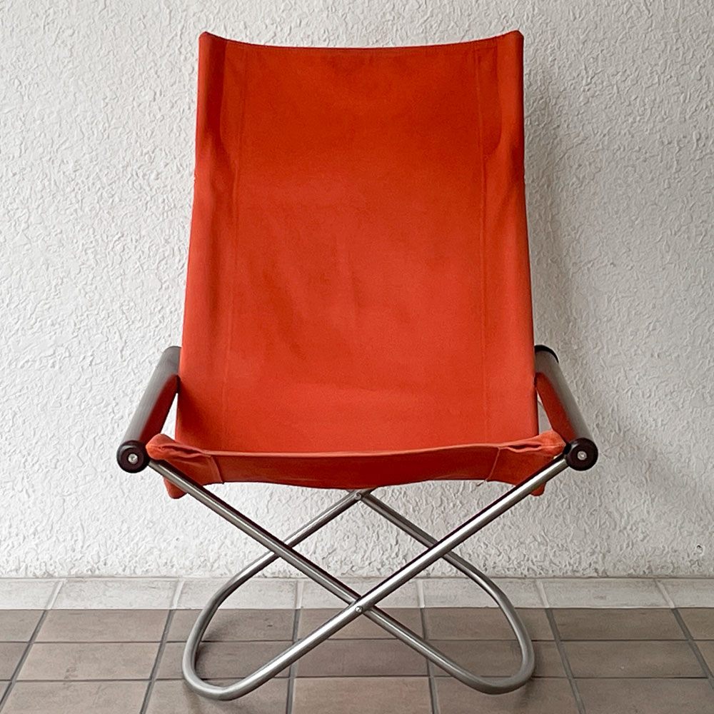 藤栄 FUJIEI ニーチェア エックス Ny chair X rocking フォールディングチェア ロッキング ダークブラウン×レンガ 新居猛 MoMA ◇