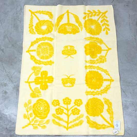 ラプアンカンクリ LAPUAN KANKURIT × 鹿児島睦 ヴィリクッカ VILLIKUKKA ウールブランケット イエロー 90×130cm 未使用品 ◎