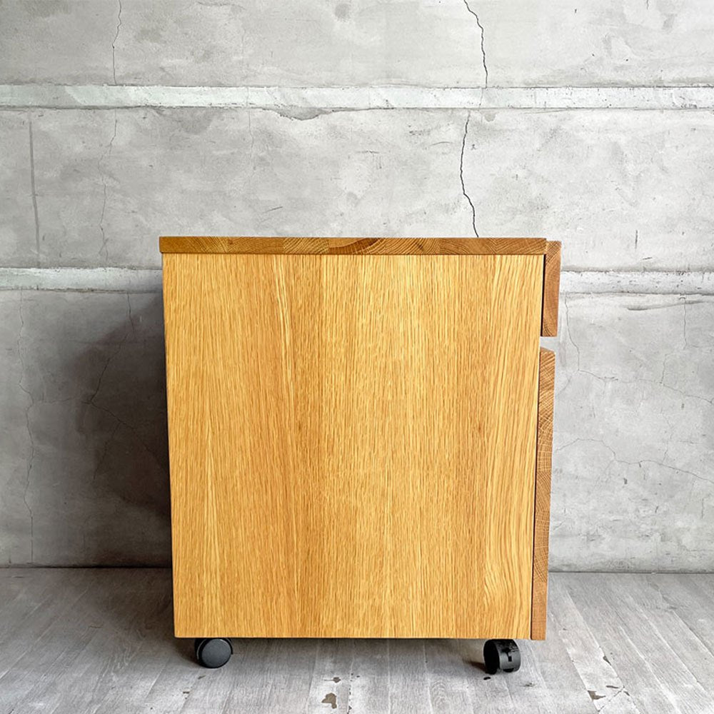 無印良品 MUJI 木製デスクキャビネット オーク材 デスクワゴン ナチュラル キャスター付き 定価￥25,000- ♪