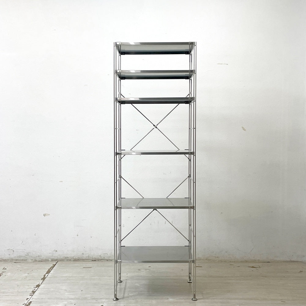 無印良品 MUJI ステンレスユニットシェルフ 棚板×6枚 W57cm H175.5cm 収納家具 ●