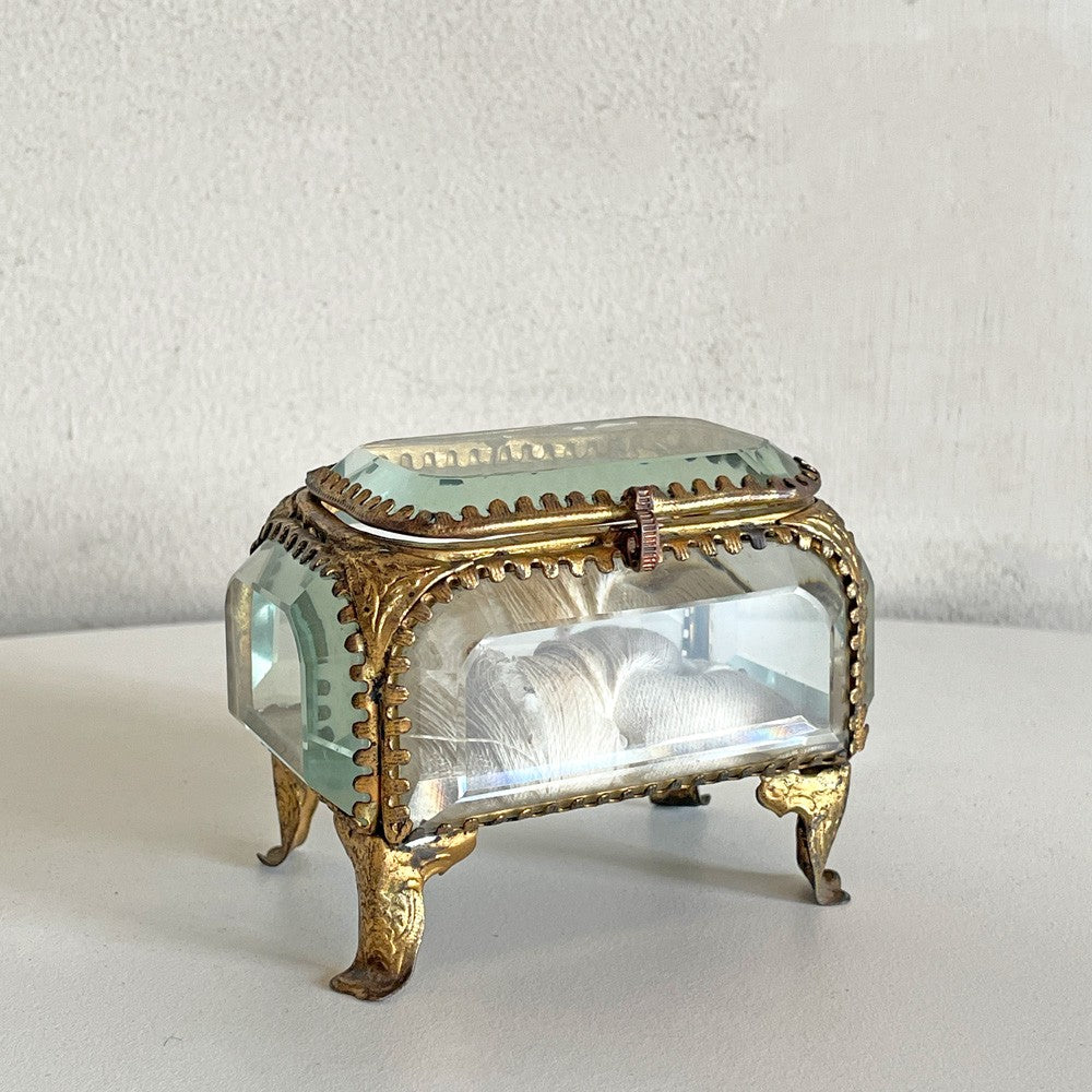 フランスビンテージ france vintage ジュエリーケース 真鍮×ガラス  レクタングル 小物入れ アンティーク ■
