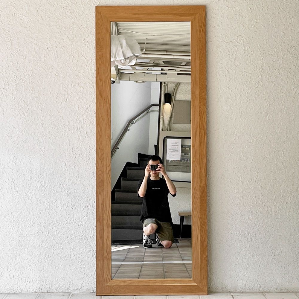 高野木工 TAKANO MOKKOU プレーンミラー PLANE MIRROR 69MEDIUM WHITE OAK オーク無垢材 姿見 全身鏡 H180cm ナチュラデザイン 定価￥66,000- ◇