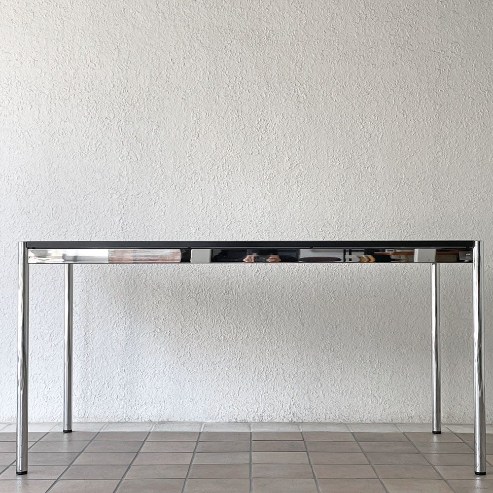 ユーエスエムハラー USM Haller モジュラーファニチャー ハラーテーブル デスク W150×D75cm チャコールリノリウム 高さ調節機能付 スイス ◇