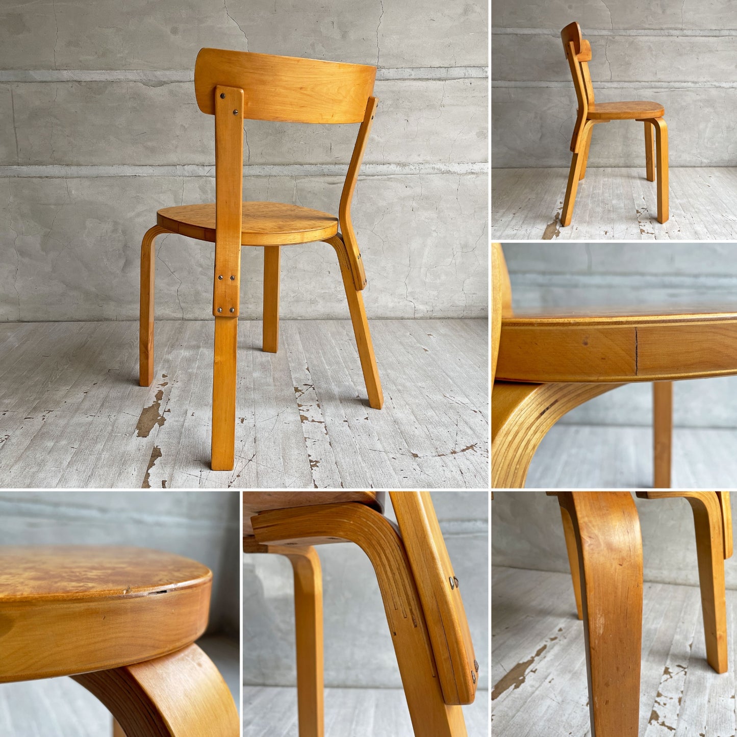 アルテック artek チェア69 ダイニングチェア カーリーバーチ材 スウェーデン製 40年代 ビンテージ 希少 アルヴァ・アアルト ♪