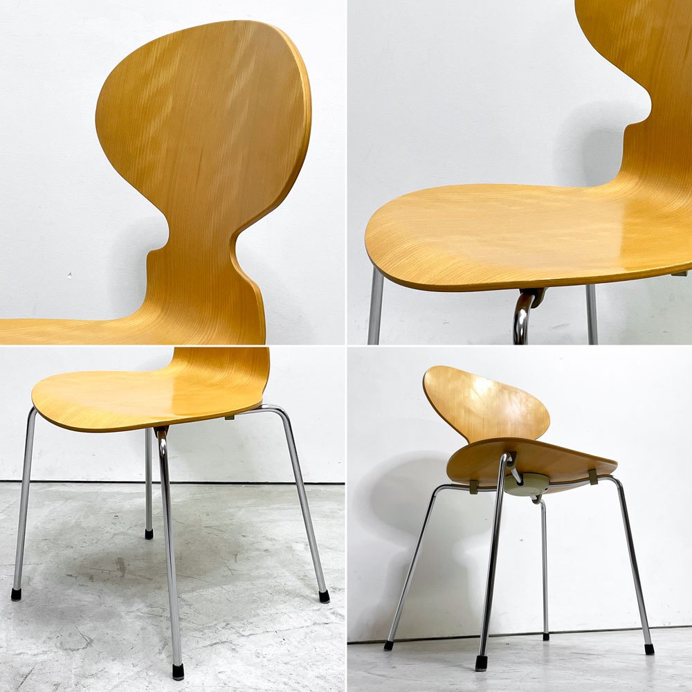 フリッツハンセン Fritz Hansen 3101 アリンコチェア アントチェア 4本脚 ナチュラルビーチ ラッカー仕上げ フェルトグライズ アルネ・ヤコブセン A ●