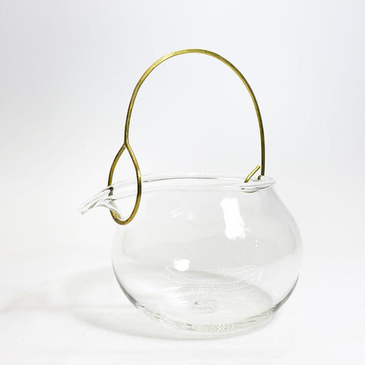 中根嶺 × 森谷和輝 ガラスポット ティーポット 金属把手 茶器 Φ9.5cm H13.5cm 現代作家 ★