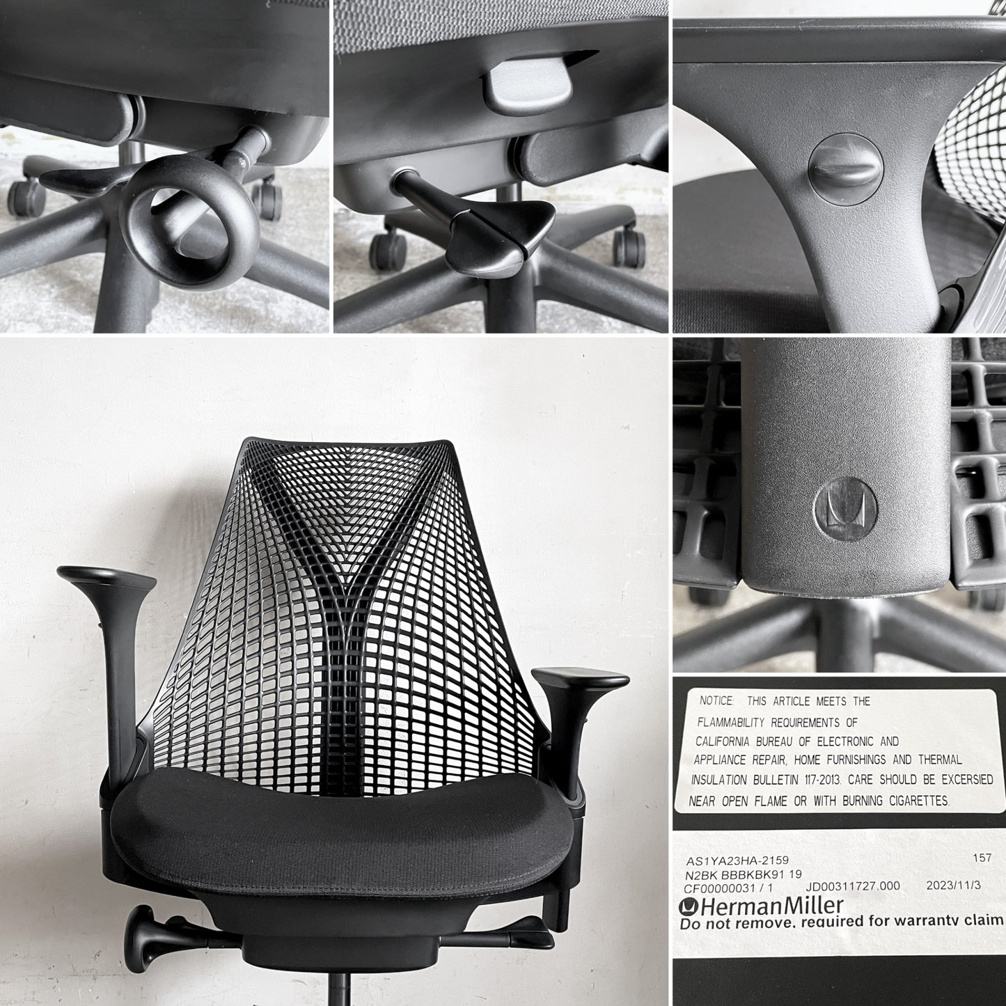 ハーマンミラー HermanMiller セイルチェア SAYL Chair ブラック サスペンションミドルバック アジャスタブルアーム イヴ・ベアール ■