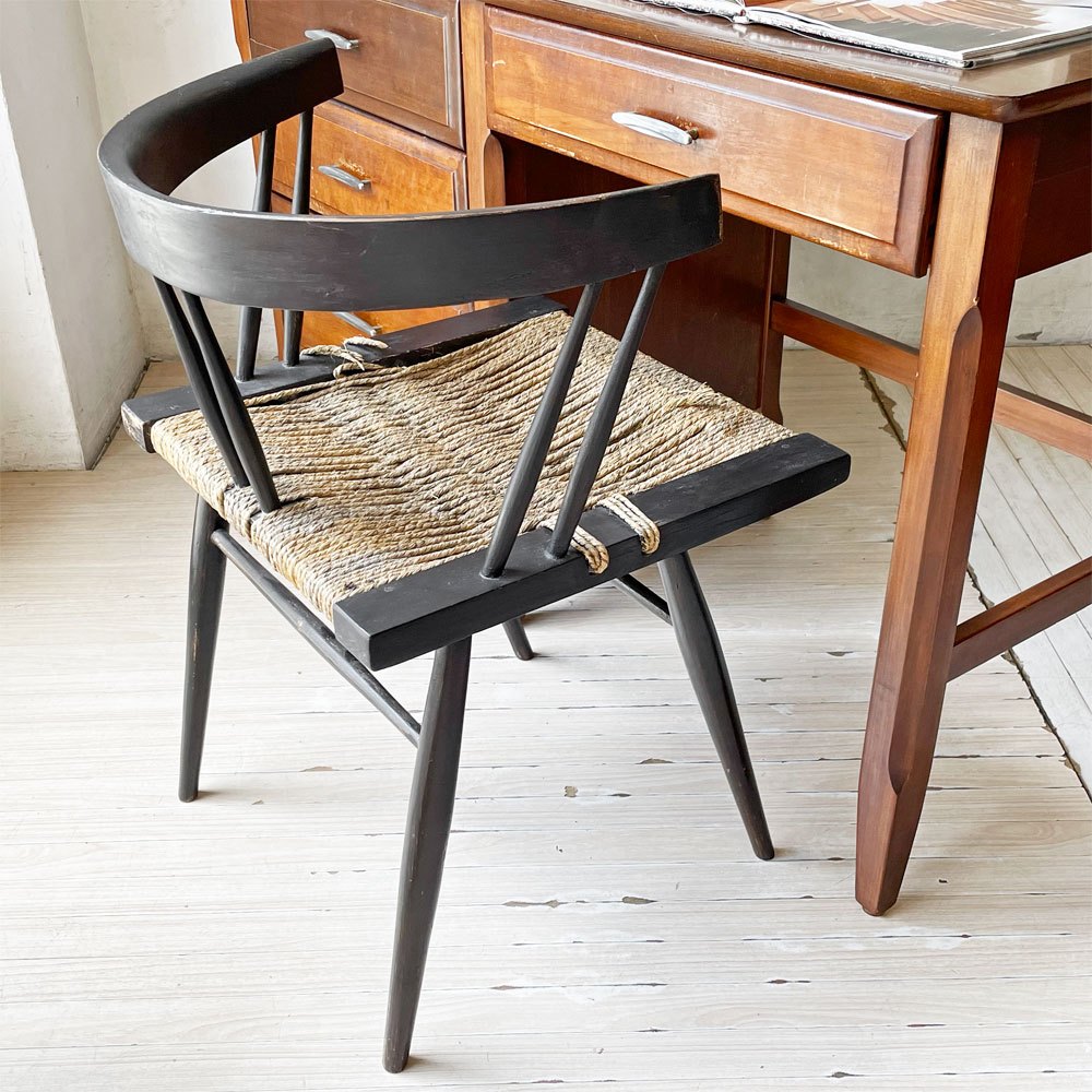 ジョージ・ナカシマ George Nakashima グラスシートチェア GRASS SEATED CHAIR ローズウッド材（シッソ）インド NID 60`s ビンテージ ★
