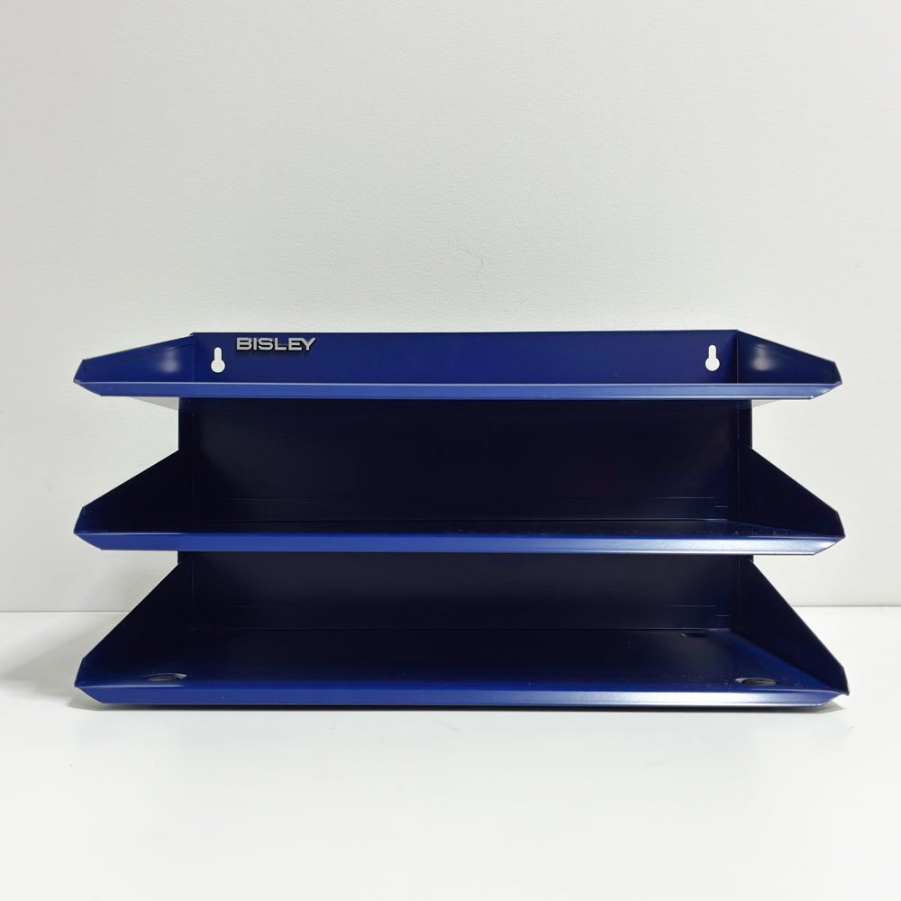 ビスレー BISLEY 3段 レターラック ブルー 書類棚 A4サイズ 横型 W38.5cm 壁掛け可 デスクアクセサリー 英国 廃番カラー ●