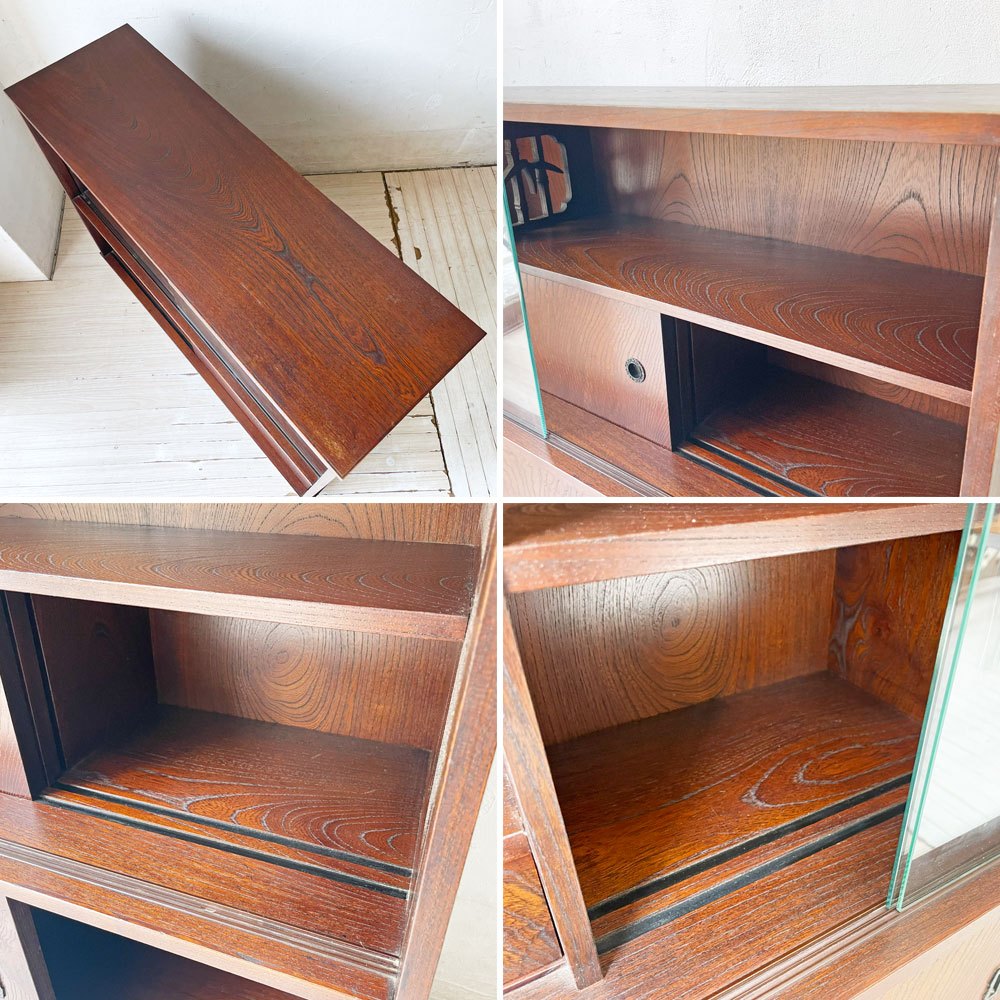 ジャパンビンテージ Japan Vintage 欅材 茶箪笥 引き戸ガラス 和家具 古家具 和家具 什器 ★