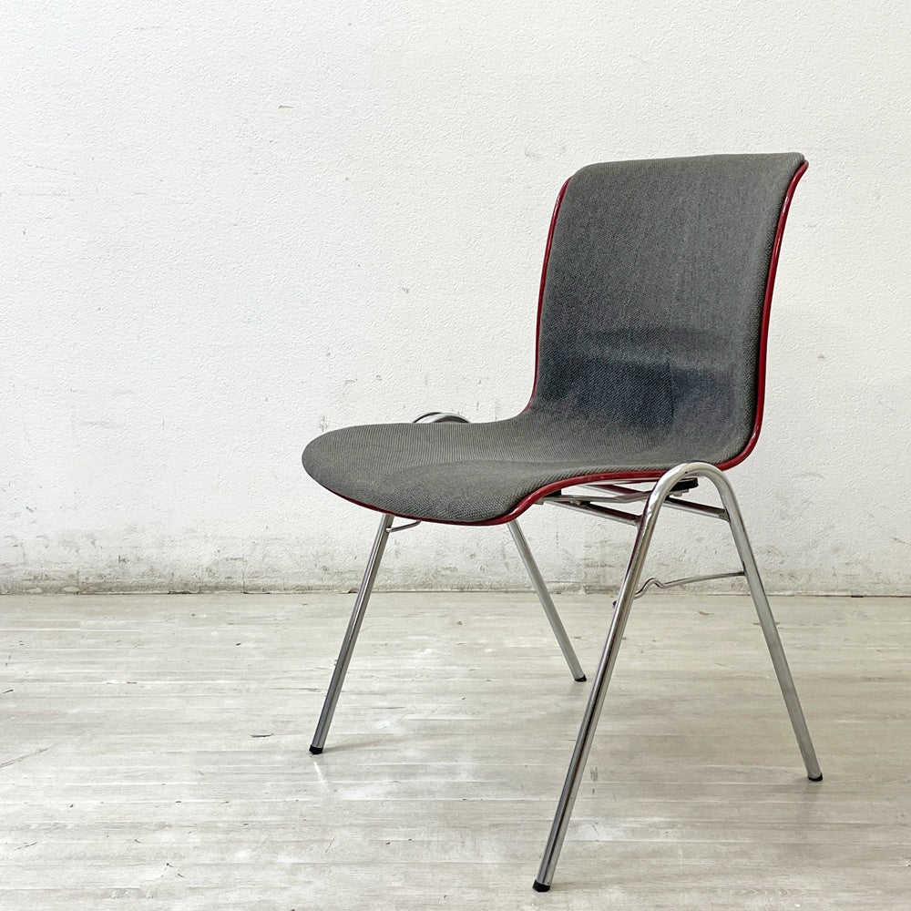 コトブキ KOTOBUKI 柳宗理 FRP サイドチェア 別注 レッドシェル オリジナルファブリック スタッキング ジャパニーズミッドセンチュリー ビンテージ LowタイプB ●