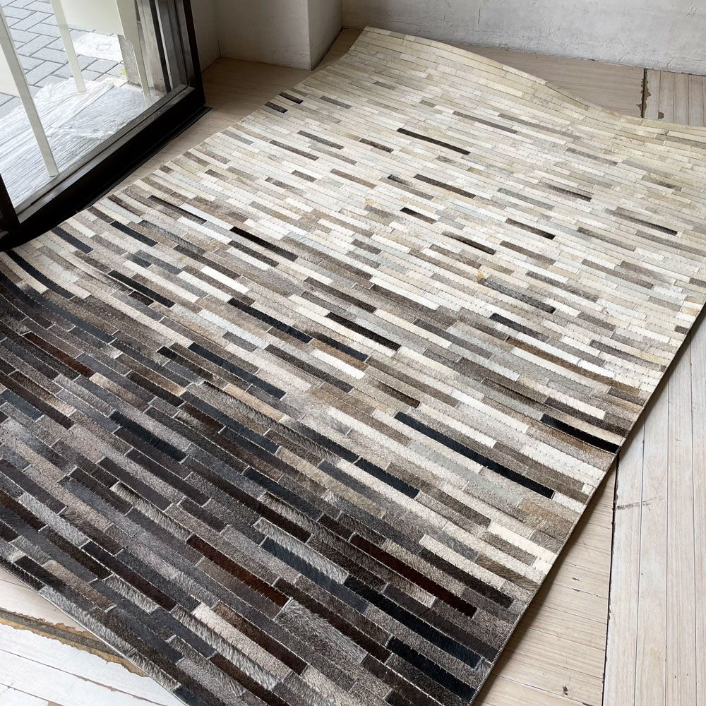 アバ ハンドファブ AVA HANDFAB カウハイド パッチワーク グラデーション カウラグ 160×230ｃｍ 未使用品 ★