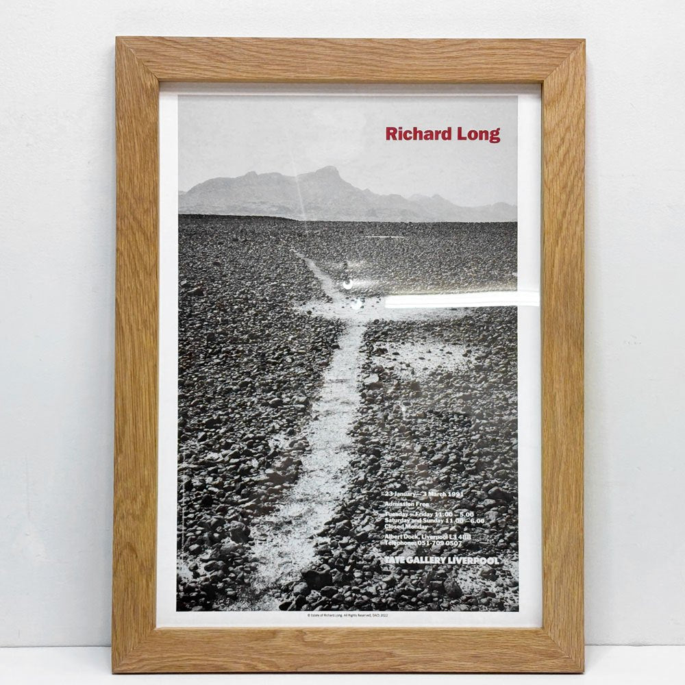 リチャード・ロング Richard Long "A Clearing, a Six Mile Walk in the Hoggar, the Sahara, 1989" ポスター 1991 Exibition オーク材フレーム付き ●