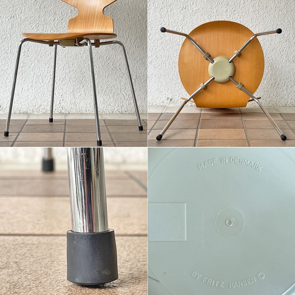 フリッツハンセン Fritz Hansen アントチェア 4本脚 ナチュラルビーチ ラッカー アルネ・ヤコブセン 北欧家具 A ◇