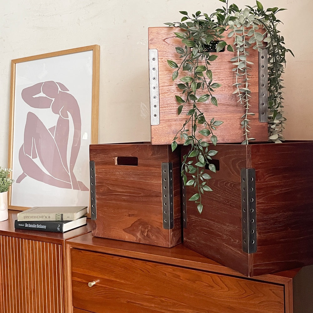 アクメファニチャー ACME Furniture トロイ オープンボックス TROY OPEN BOX L チーク古材 アイアン W32cm 収納 USビンテージスタイル 定価￥15,015- A ■