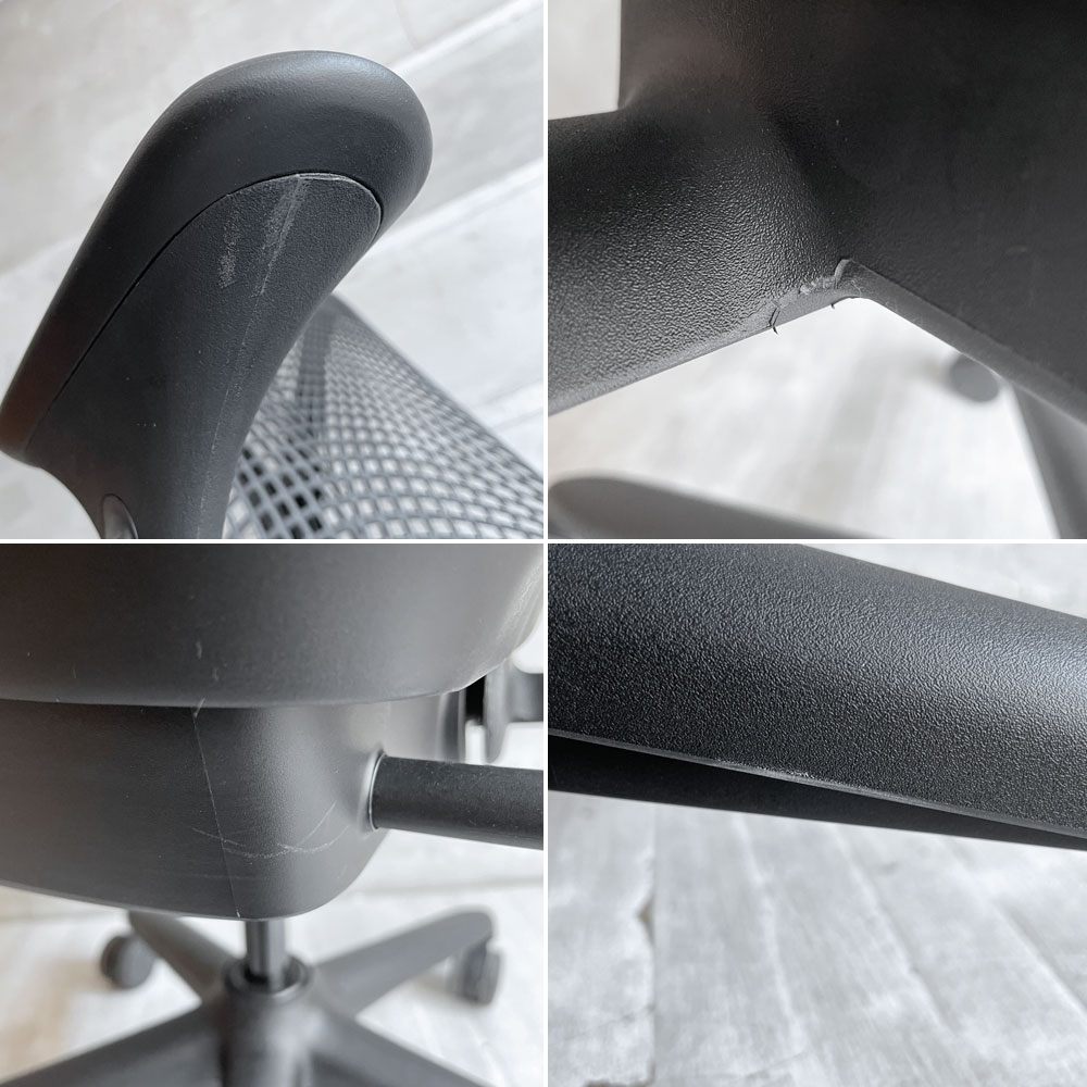 ハーマンミラー HermanMiller セイルチェア SAYL Chair デスクチェア ブラック サスペンションミドルバック アジャスタブルアーム キャスター付 イヴ・ベアール ♪