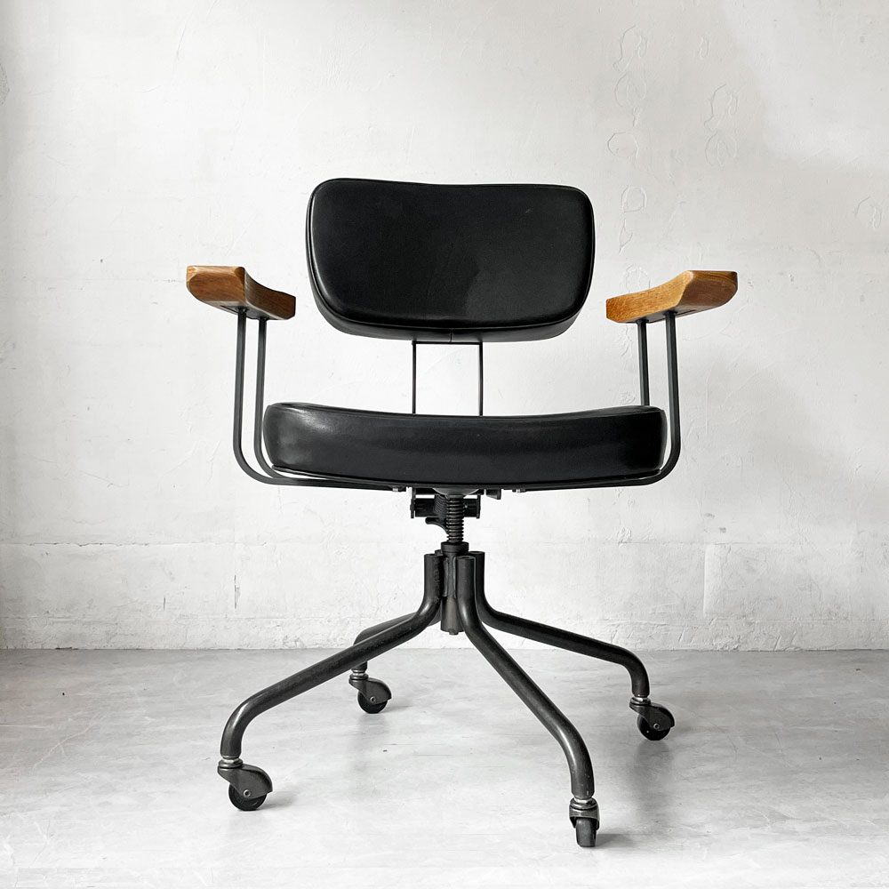 トラックファニチャー TRUCK FURNITURE デスクワークチェア DESKWORK CHAIR アーム付き 本革 昇降機能 キャスター付き 参考価格￥ 183,700- ★