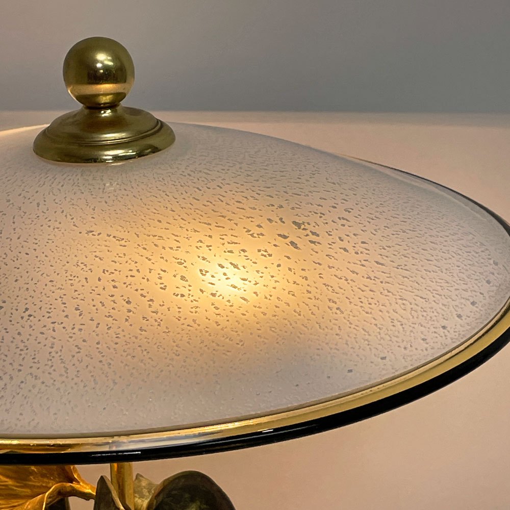 オリジナーレ L’originale ビンテージ テーブルランプ 2灯 ガラスシェード 水草 Lanciotto Galeottiデザイン イタリア ●