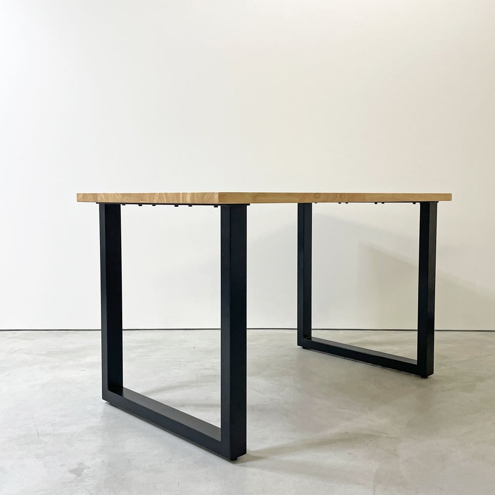かなでもの KANADEMONO ザ・テーブル THE TABLE デスク ラバーウッド材 Square スチール ブラック W120cm ナチュラル インダストリアル ●