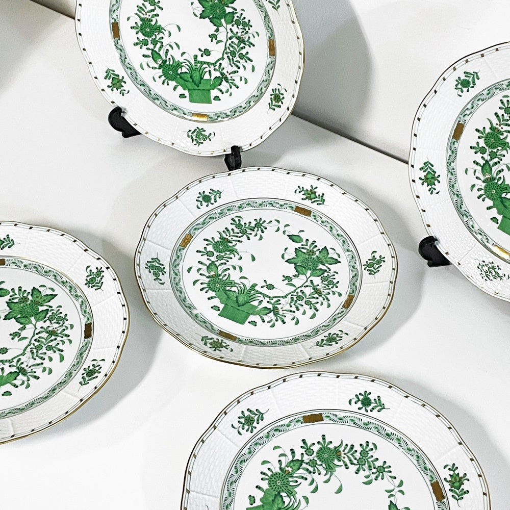 ヘレンド HEREND HVNGARY インドの華 プレート 5枚セット Φ25cm ハンドペイント 白磁食器 ハンガリー A ●