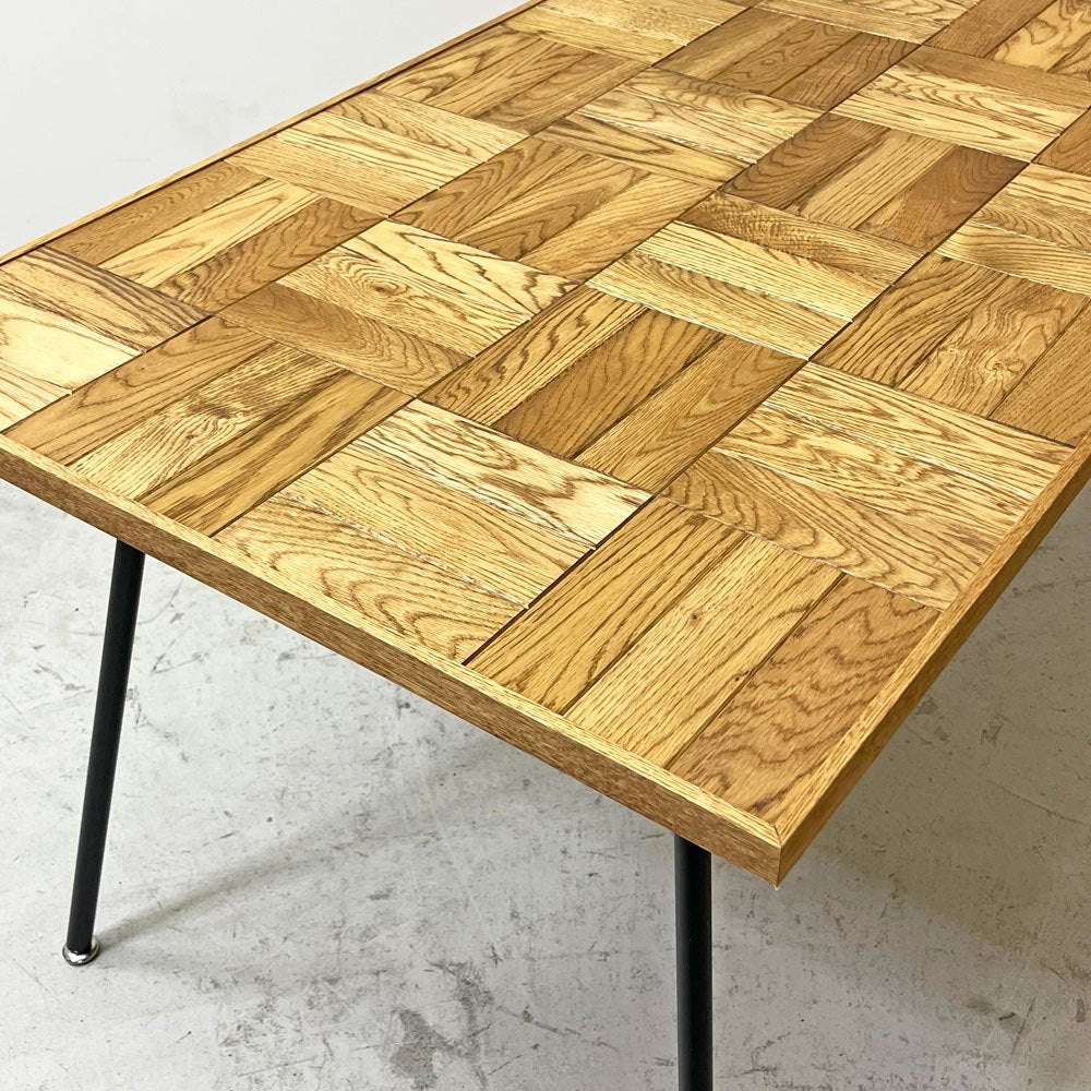 モモナチュラル MOMO Natural ダイニングテーブル PARQUET TOP オーク材 W142cm ISO STEEL LEG ナチュラルモダン ●