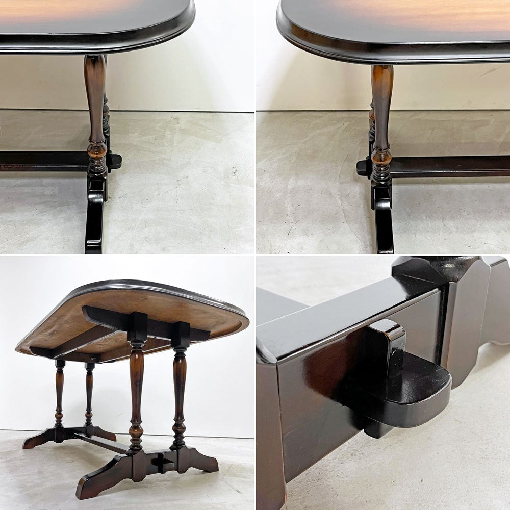 飛騨産業 HIDA ダイニングテーブル 木製 ダークブラウン W145cm クラシカルデザイン レトロ家具 ●