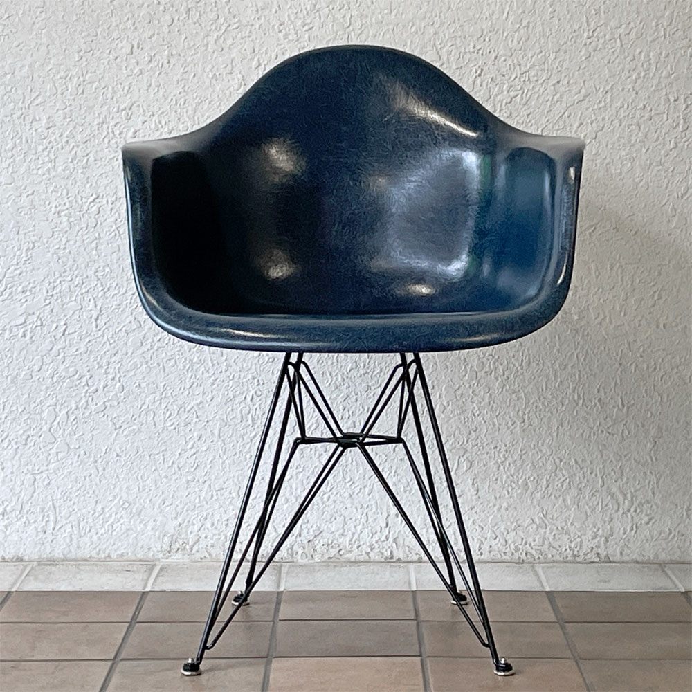 ハーマンミラー Herman Miller アームシェルチェア セカンド 2nd ビンテージ FRP製 ネイビー エッフェルベース C&R イームズ ミッドセンチュリー ◇