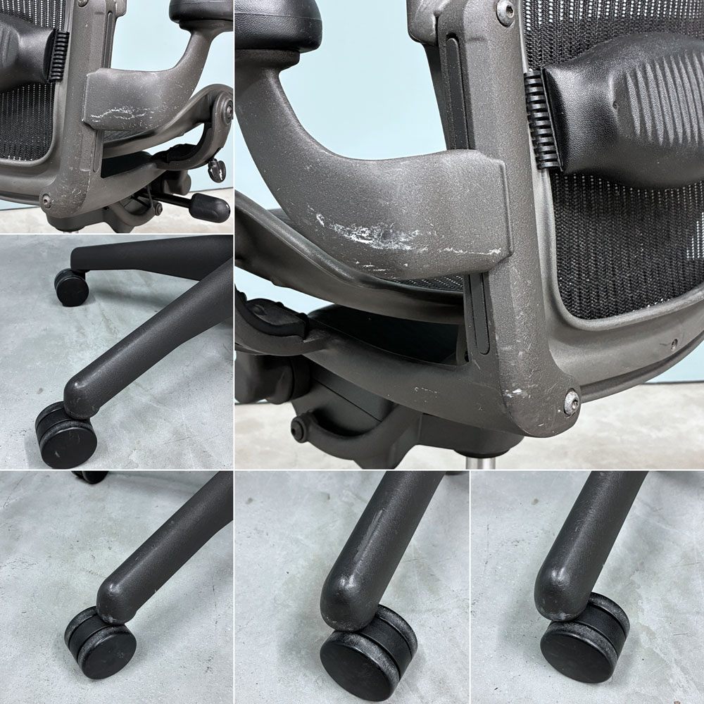 ハーマンミラー HermanMiller アーロンチェア ライト Bサイズ クラシックカーボンメッシュ ランバーサポート グラファイトベース ◎