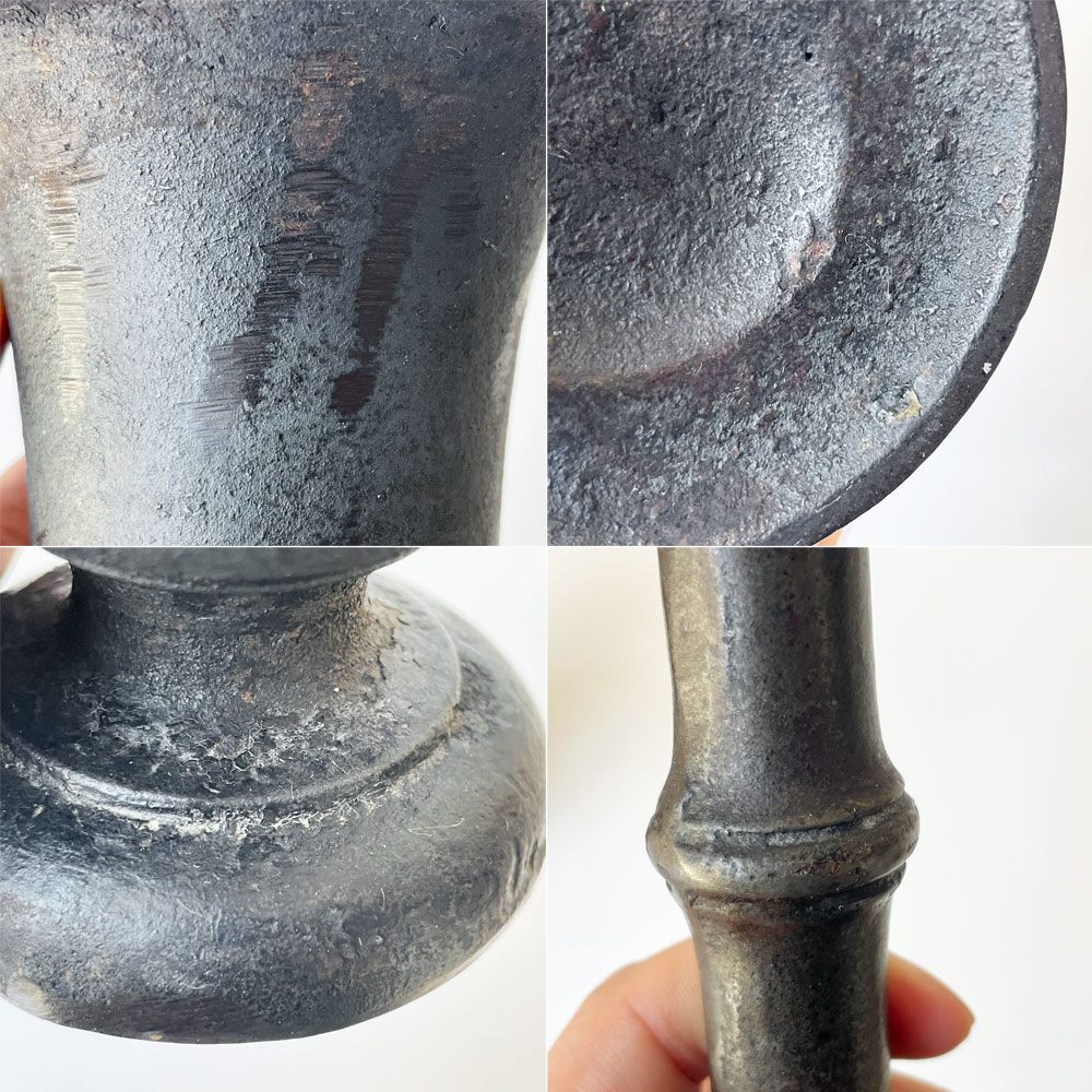 19th Antique 鋳鉄 cast iron 乳棒&乳鉢 pastle&mortar すり鉢 すりこ木 ★