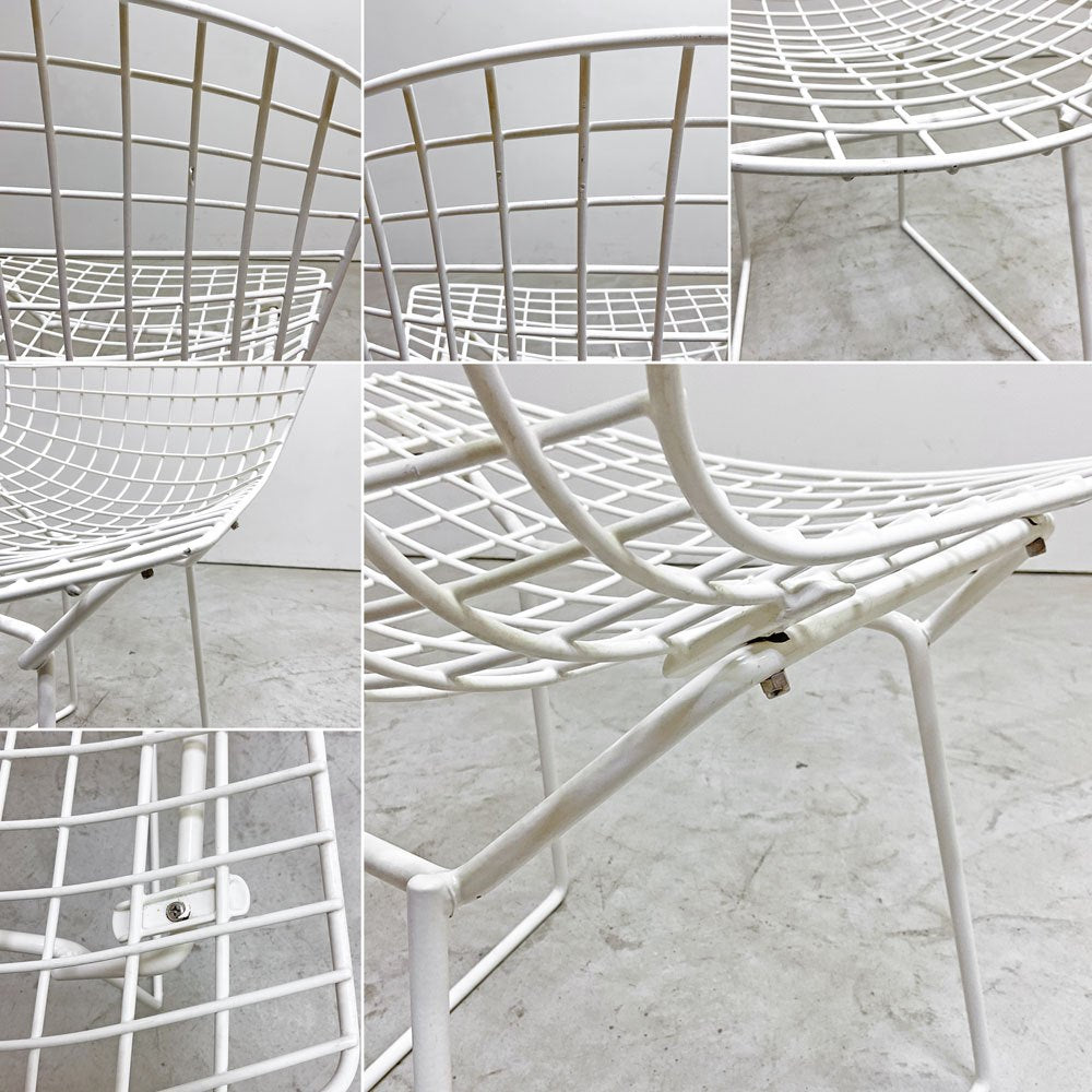 ノル Knoll 420 サイドチェア ワイヤーチェア ダイニングチェア ホワイト × グレー ファブリック フルカバー仕様 ハリー・ベルトイア ミッドセンチュリー ビンテージ ●