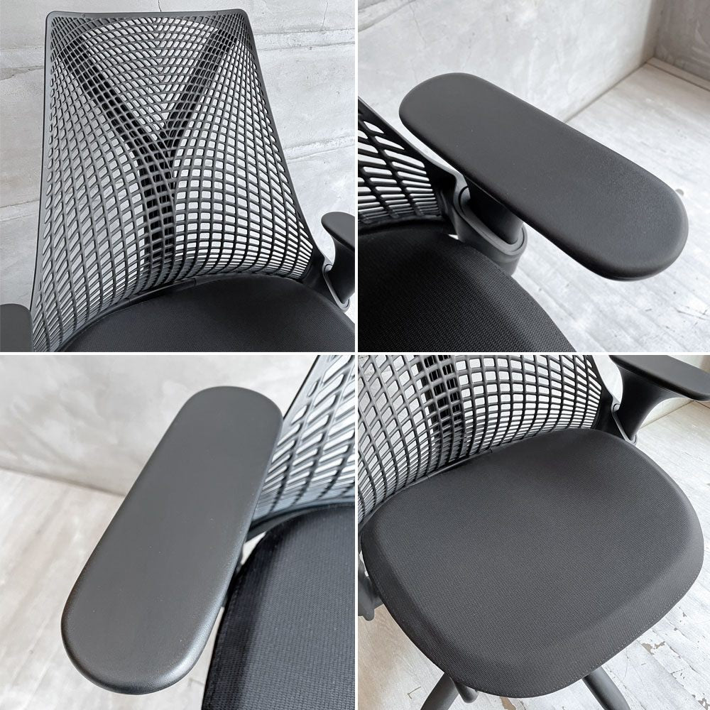 ハーマンミラー HermanMiller セイルチェア SAYL Chair デスクチェア ブラック サスペンションミドルバック アジャスタブルアーム キャスター付 イヴ・ベアール ♪