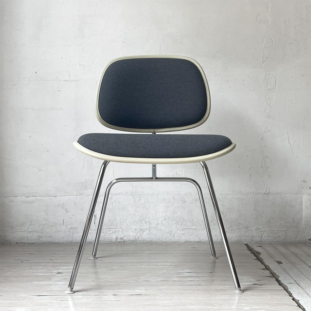 ハーマンミラー Herman Miller ツーピースプラスチックチェア Two Piece Plastic Chair DCM ホワイト グレー ファブリック張替済 ビンテージ イームズ 希少 ★