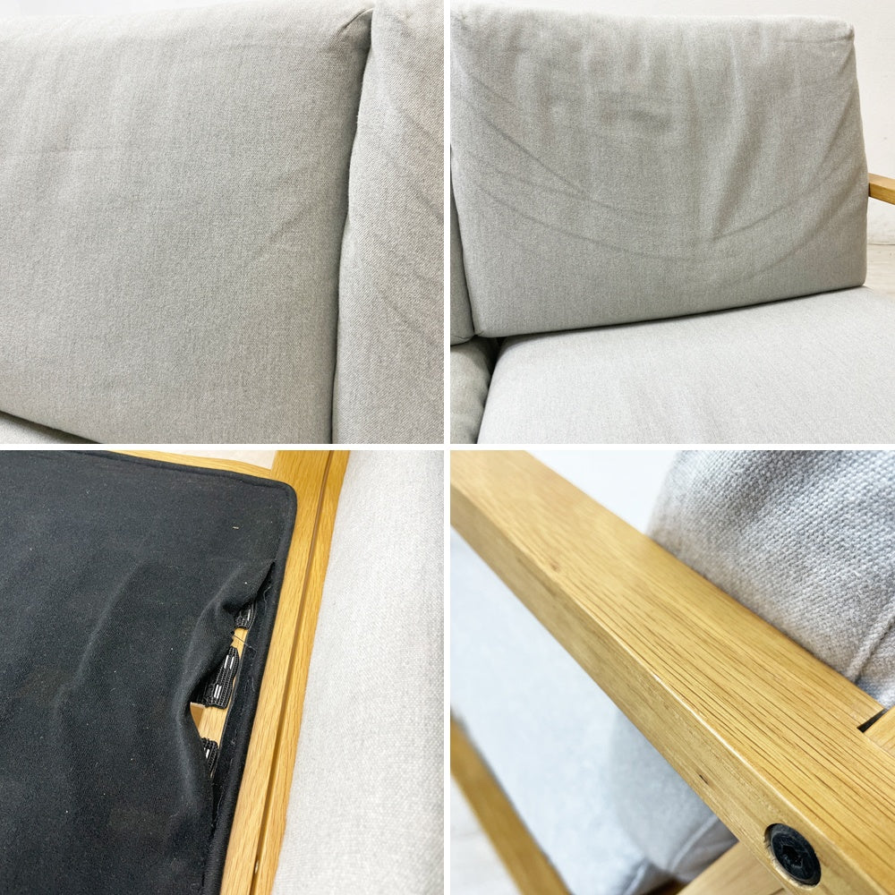 無印良品 MUJI リビングでもダイニングでも使えるソファチェア 片アームソファ セット 2Pソファ オーク材 ナチュラルデザイン ●