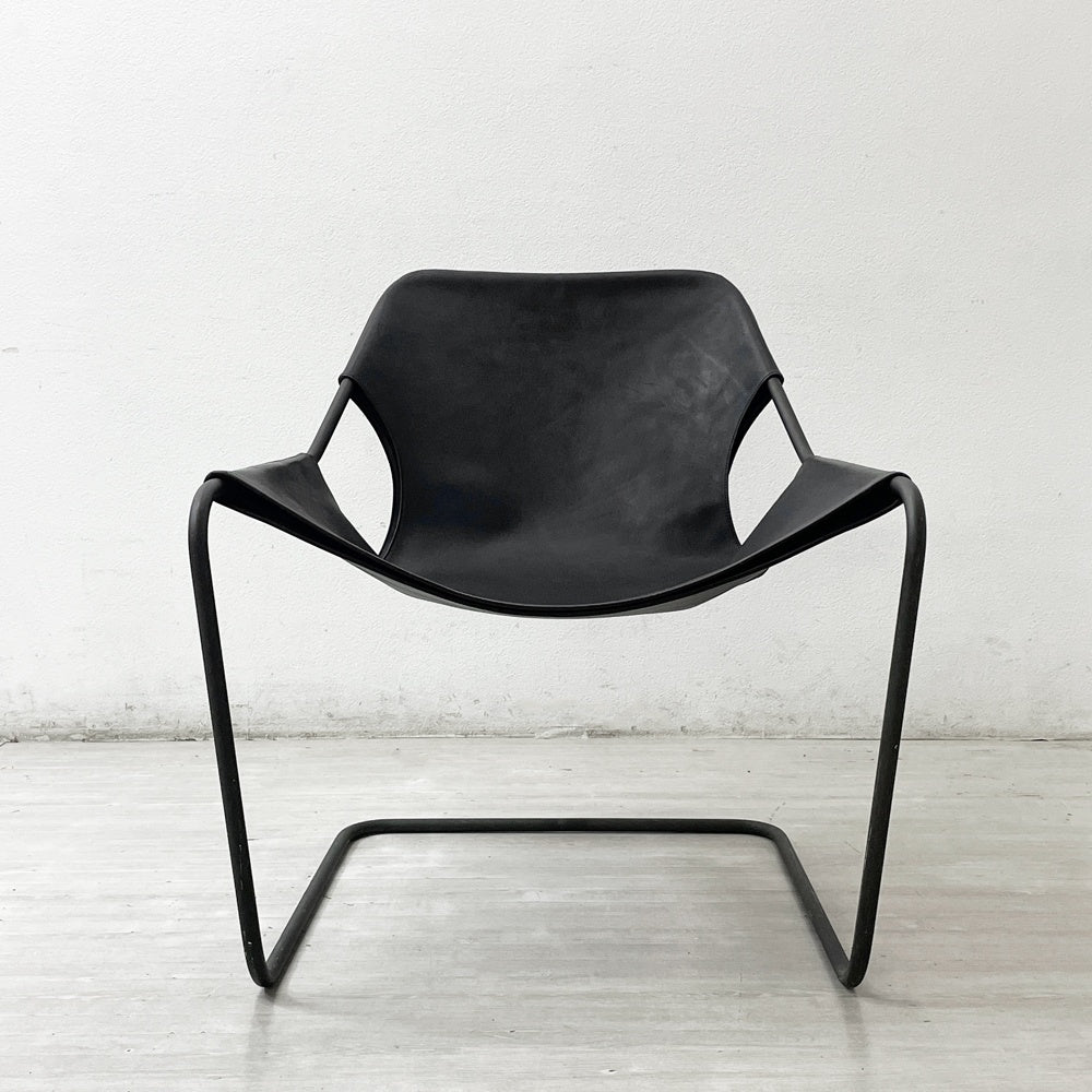 オブジェクト OBJEKTO パウリスターノ PAULISTANO ARM CHAIR アームチェア ブラックレザー パウロ・メンデス・ダ・ロシャ MoMA 参考定価￥528,000- ●