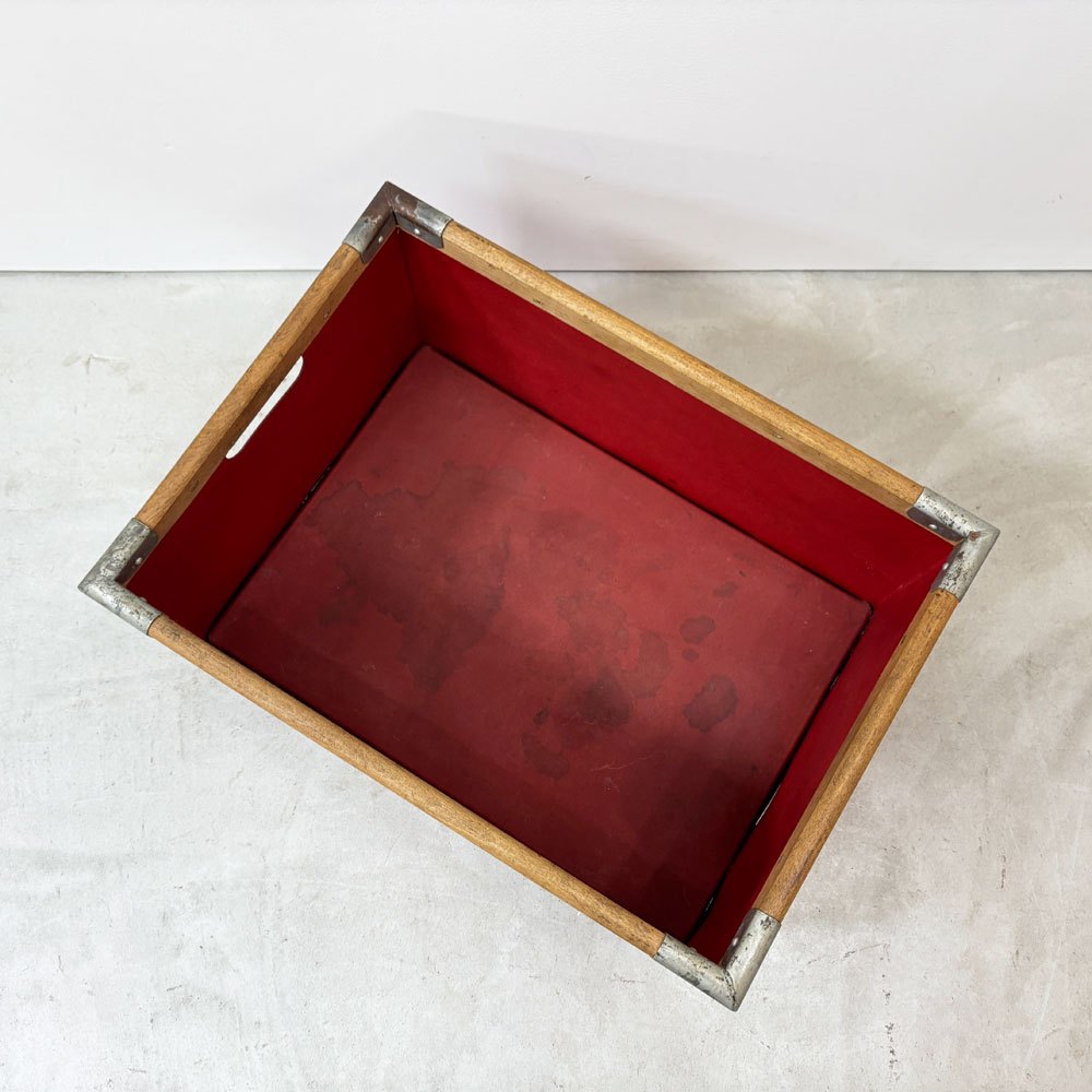 ドイツ ビンテージ バルカンファイバーボックス VULCANIZED FIBER BOX ストレージボックス 収納箱 レッド ●