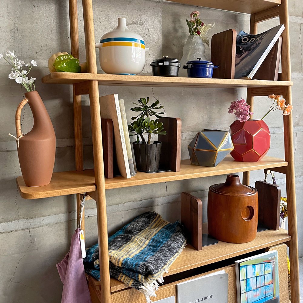 アクタス ACTUS サークル SARCLE ライブラリーシェルフ 飾り棚 本棚 オーク材 ブックエンド付き  定価￥112,200- ♪