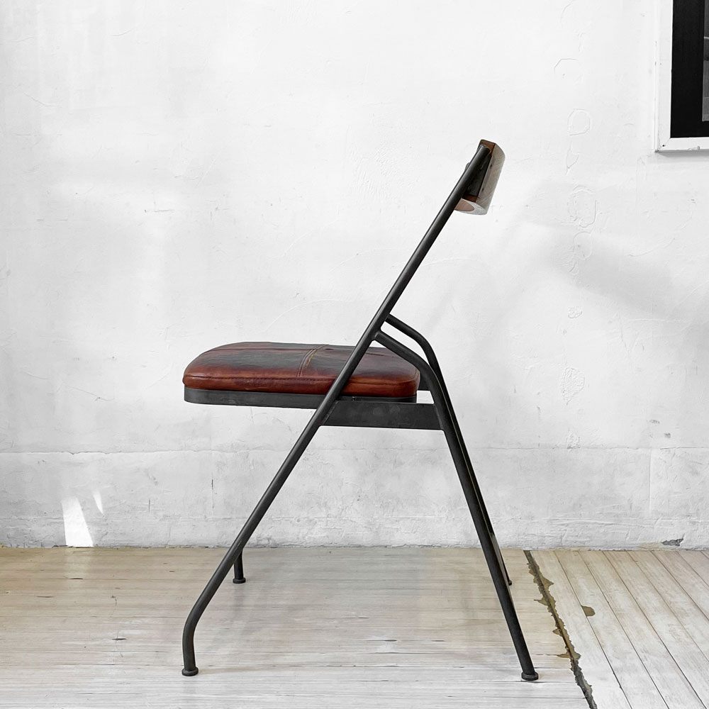 トラックファニチャー TRUCK FURNITURE スットチェア SUTTO CHAIR スチールフレーム オーク無垢材 レザー インダストリアル 廃番  ★